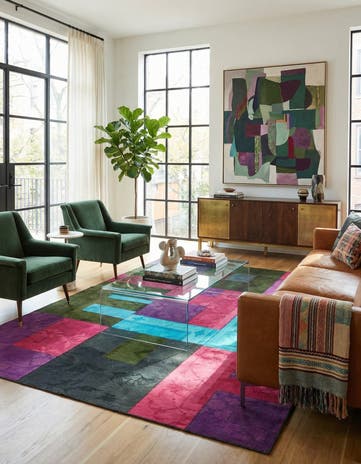 7' 3 x 10' Hand Woven Patchwork Wool Rug