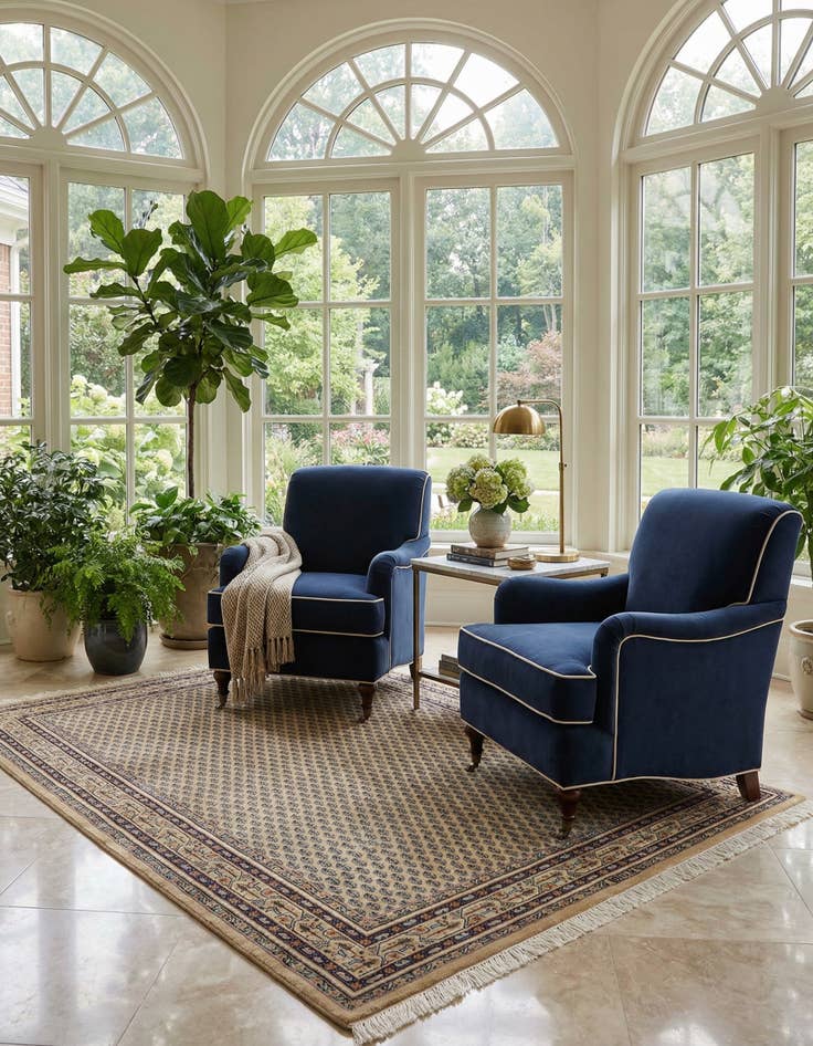 Detail image of 4' 7 x 6' 6 Hand Knotted Mir Wool Rug