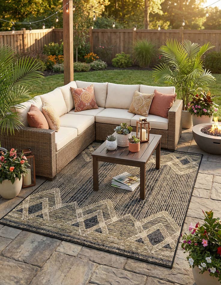 Detail image of 5' x 7'  Washable Modern Indoor / Outdoor Rug