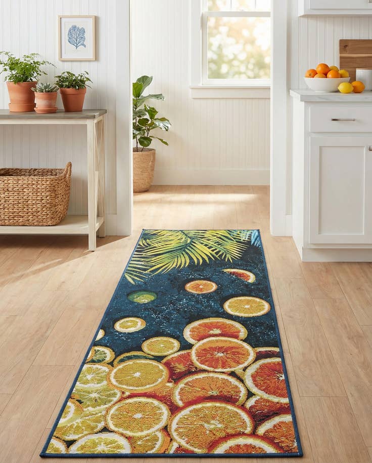 Detail image of 2' x 6' Easy-Clean Coastal Indoor / Outdoor Runner Rug