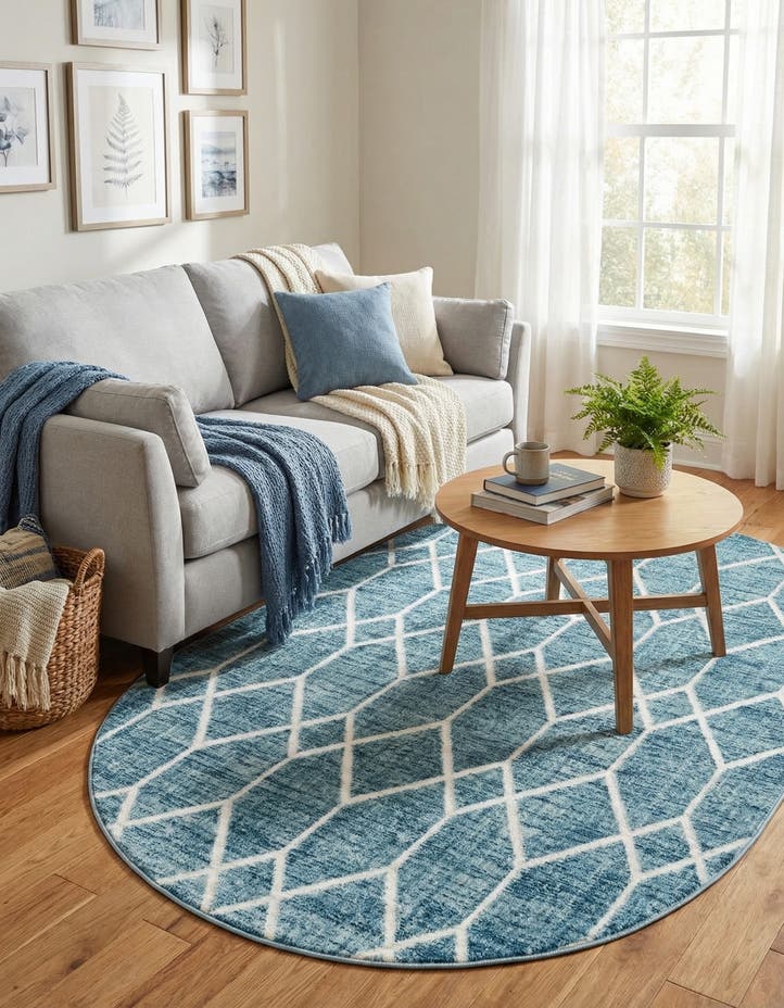 5' 3 x 8' Lattice Trellis Oval Rug