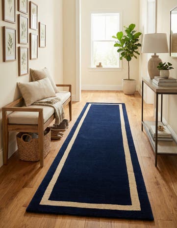 Cobalt Blue Jill Zarin Border Wool Runner Rug