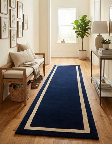 Cobalt Blue Jill Zarin Border Wool Runner Rug