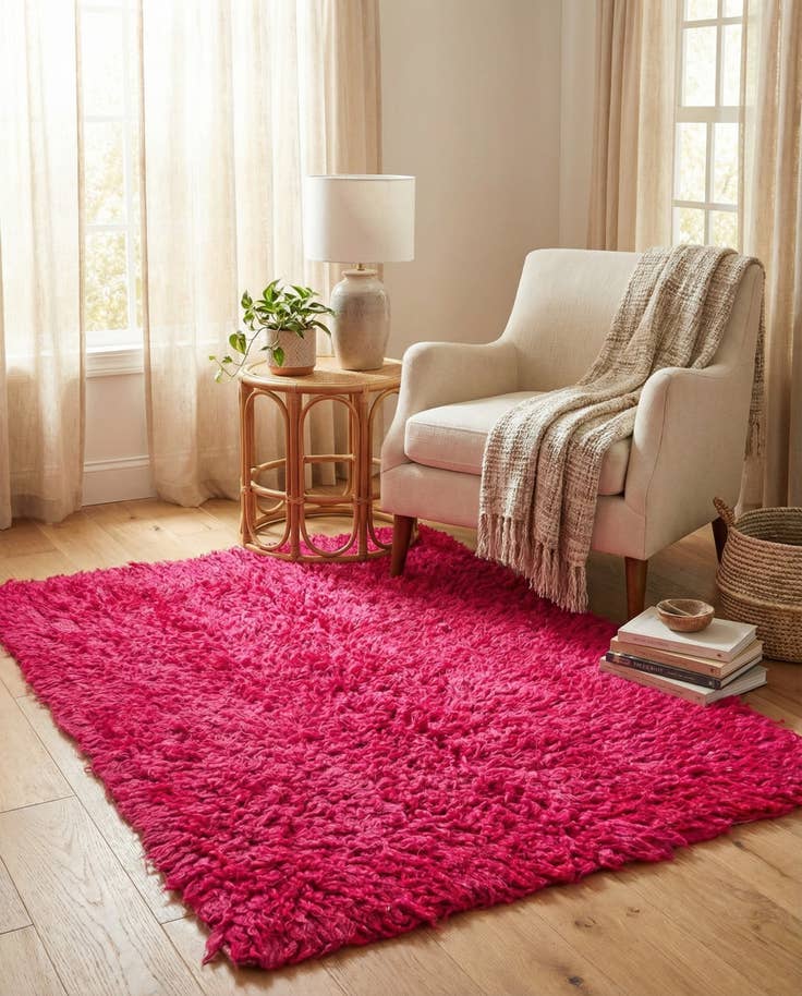 Detail image of 3' 2 x 4' 8 Hand Knotted Moroccan Wool Rug