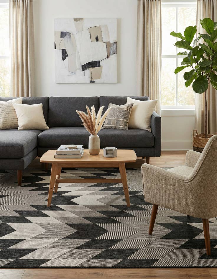 Detail image of 5' 3 x 8'  Washable Modern Indoor / Outdoor Rug