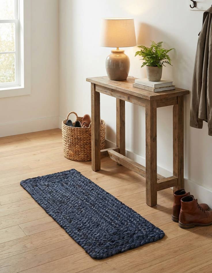 Detail image of 0' 9 x 2' 6  Hand Woven Braided Jute Stair Rug