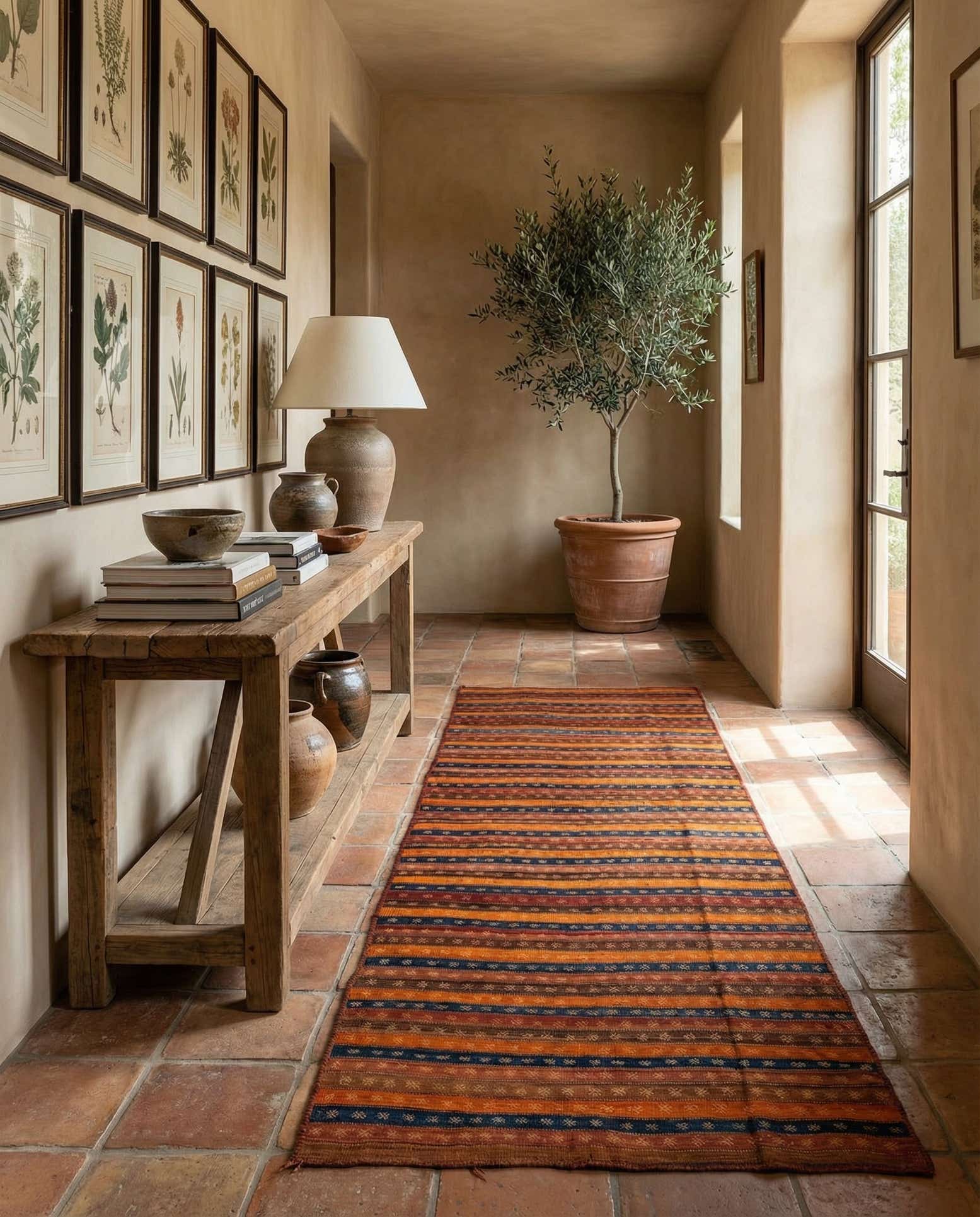 4' 8 x 12' 2 Hand Woven Kilim Fars Wool Runner Rug