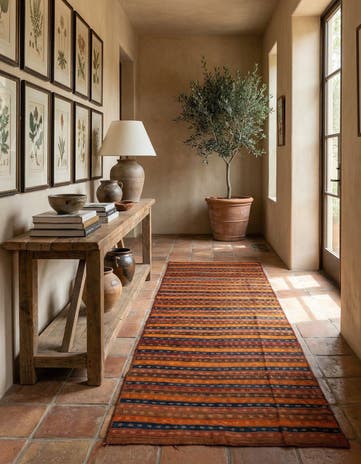 4' 8 x 12' 2 Hand Woven Kilim Fars Wool Runner Rug