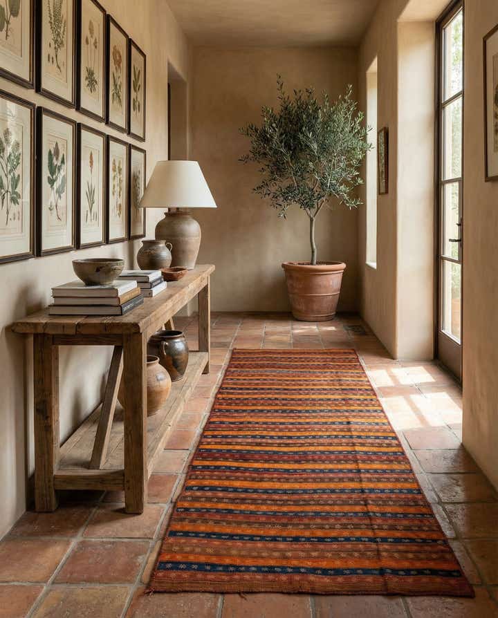 4' 8 x 12' 2 Hand Woven Kilim Fars Wool Runner Rug