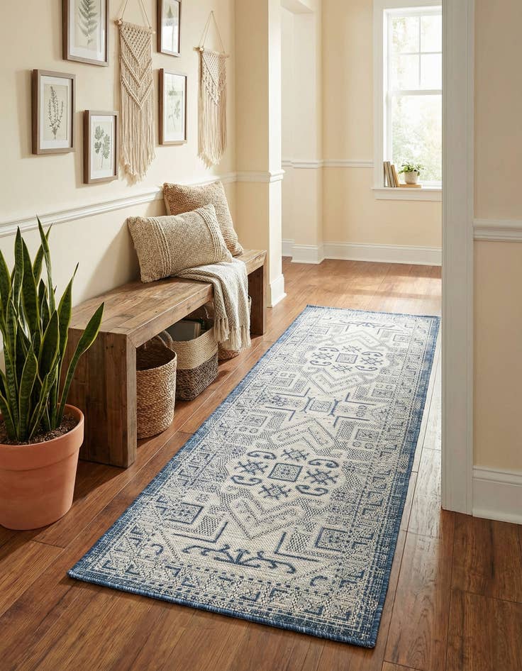 Detail image of 2' x 6' Easy-Clean Aztec Indoor / Outdoor Runner Rug