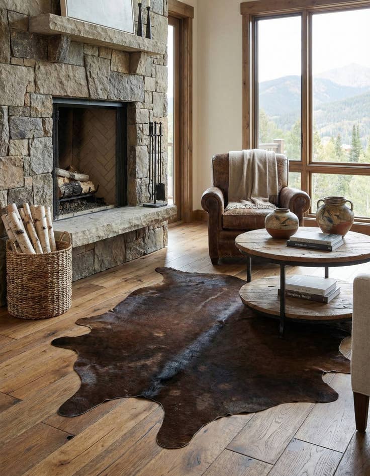 Detail image of 5' x 5' Cowhide Leather Square Rug