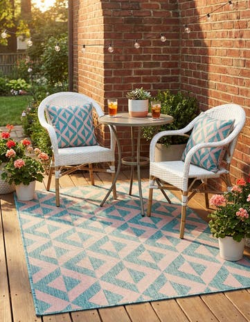 Pink and Aqua Easy-Clean Jill Zarin Napa Indoor / Outdoor Rug
