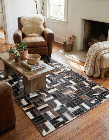 2' x 3' Cowhide Leather Rug