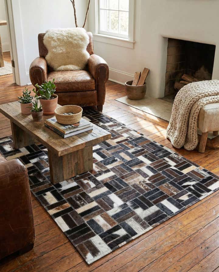 2' x 3' Cowhide Leather Rug