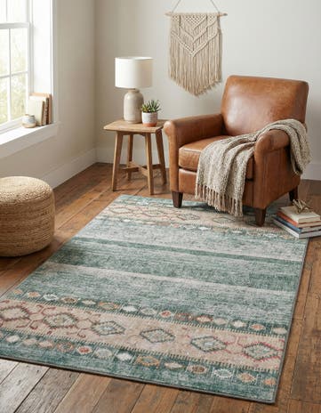 Green Washable Timeless Rug