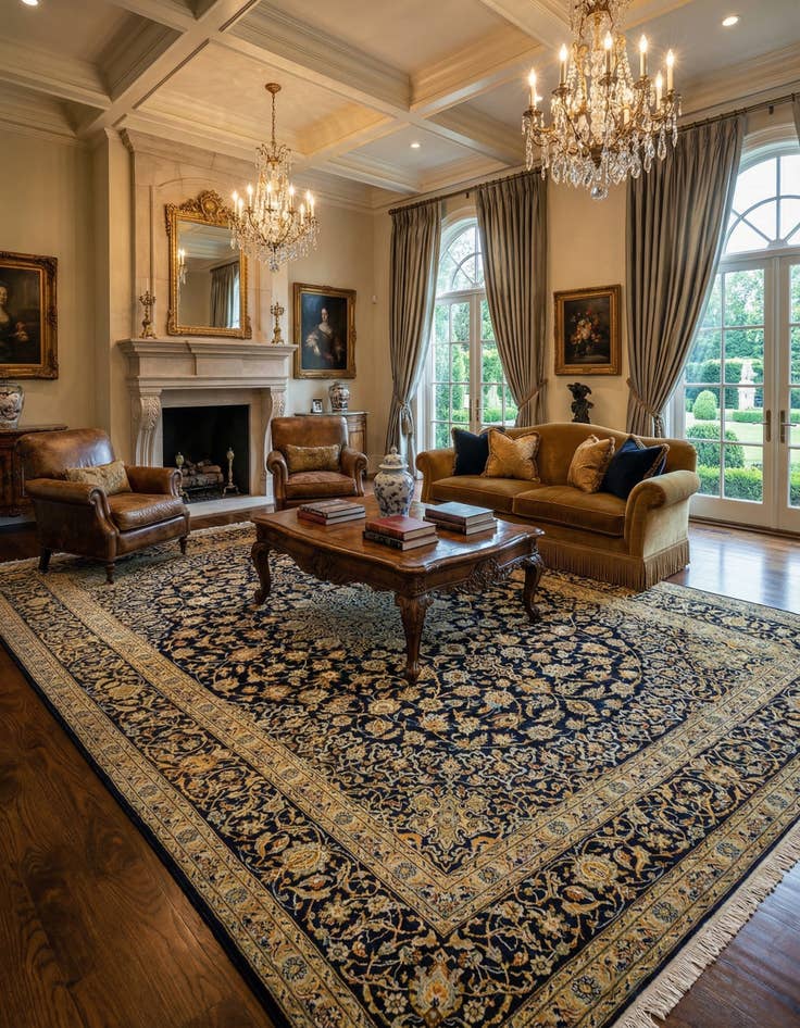 Detail image of 10' 6 x 14' 1 Kashan Wool Rug