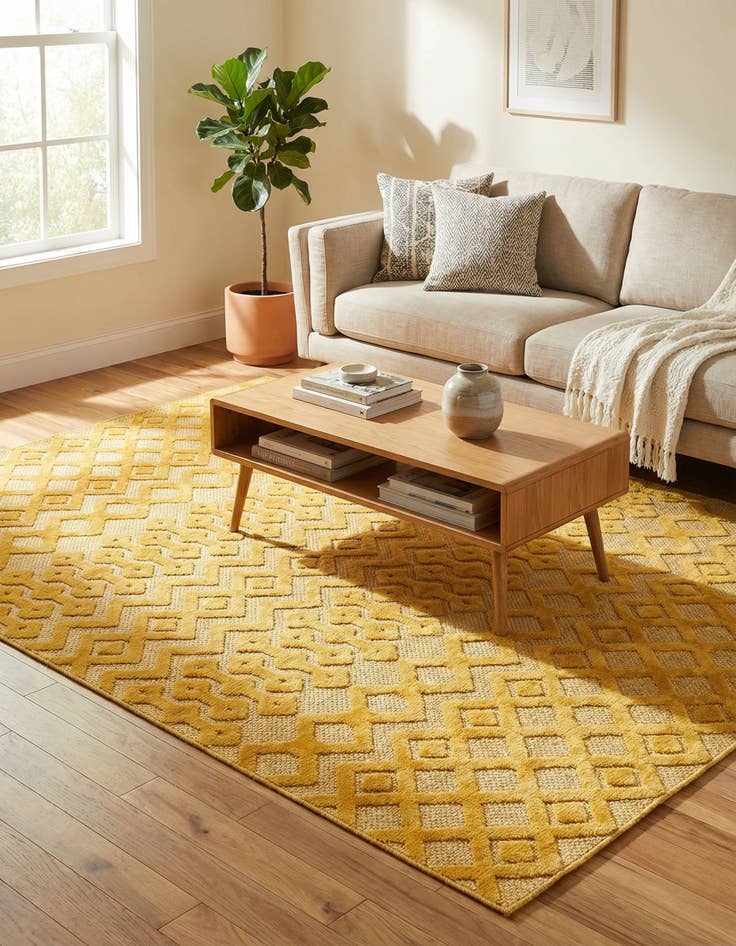 Detail image of  6' x 9'  Washable Trellis Textured Indoor / Outdoor Rug