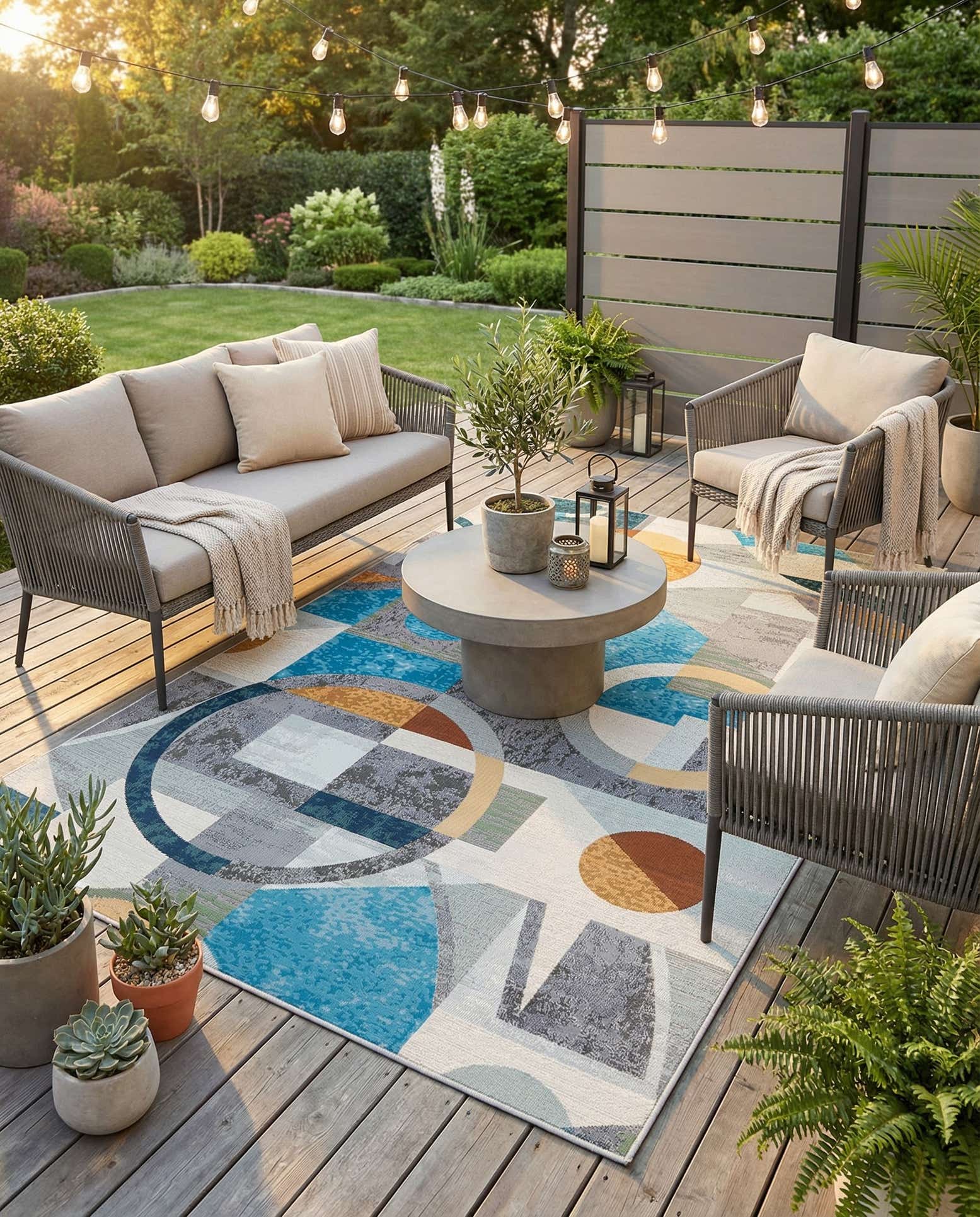 6' 1 x 9' Easy-Clean Modern Indoor / Outdoor Rug