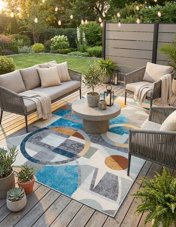 6' 1 x 9' Easy-Clean Modern Indoor / Outdoor Rug