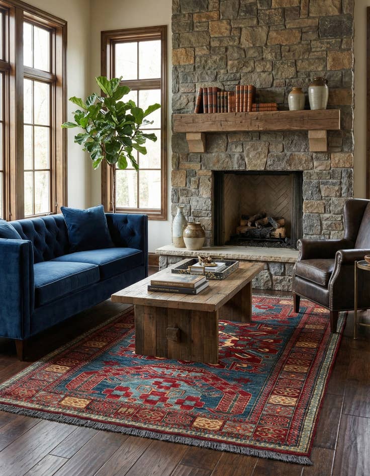 Detail image of  5' 2 x 8'  Hand Knotted Kazak Wool Rug