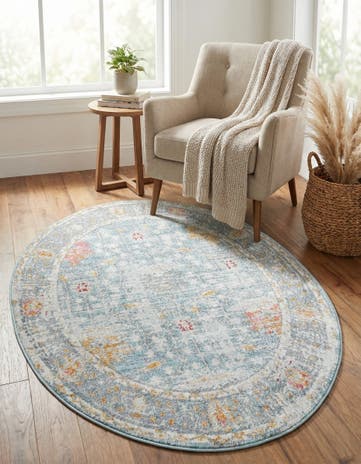 Blue Paragon Oval Rug
