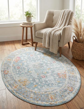 Blue Paragon Oval Rug