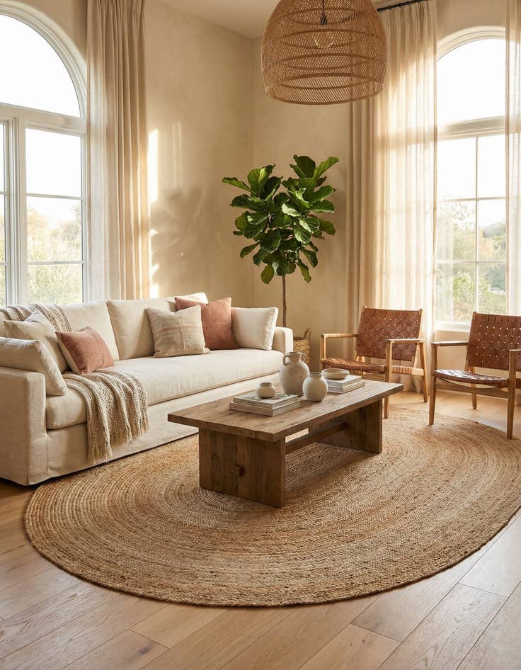 Detail image of 7' 10 x 10'  Hand Braided Jute Luxe Oval Rug