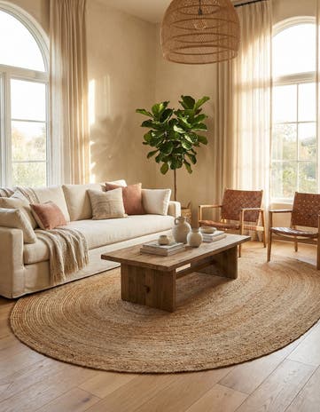 Natural Handmade Braided Jute Luxe Oval Rug