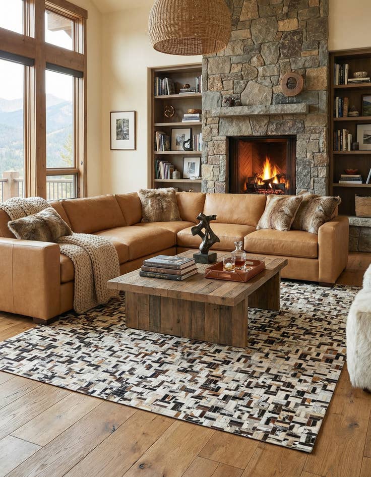 Detail image of 8' x 10' 1 Cowhide Leather Rug