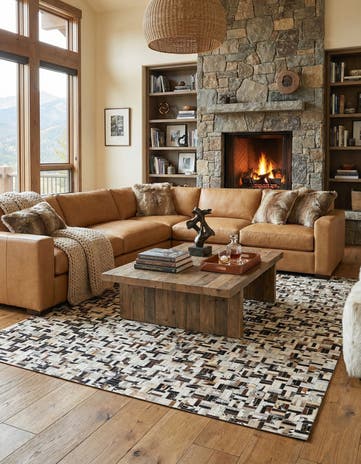 8' x 10' 1 Cowhide Leather Rug
