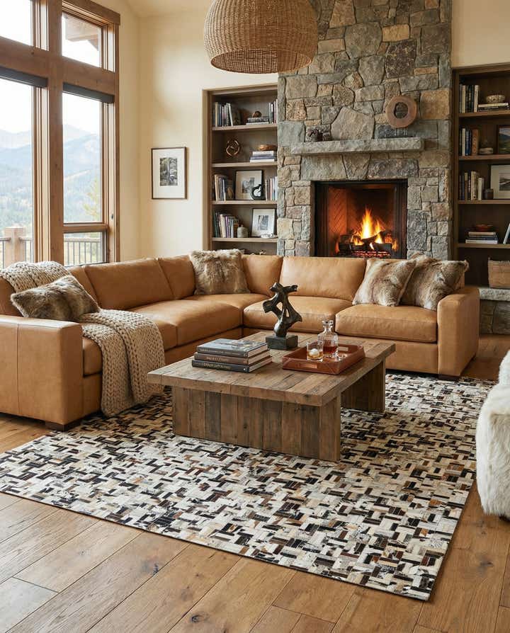 8' x 10' 1 Cowhide Leather Rug