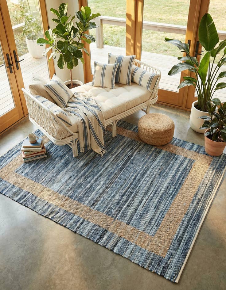 Detail image of  8' x 11'  Hand Woven Chindi Jute Rug