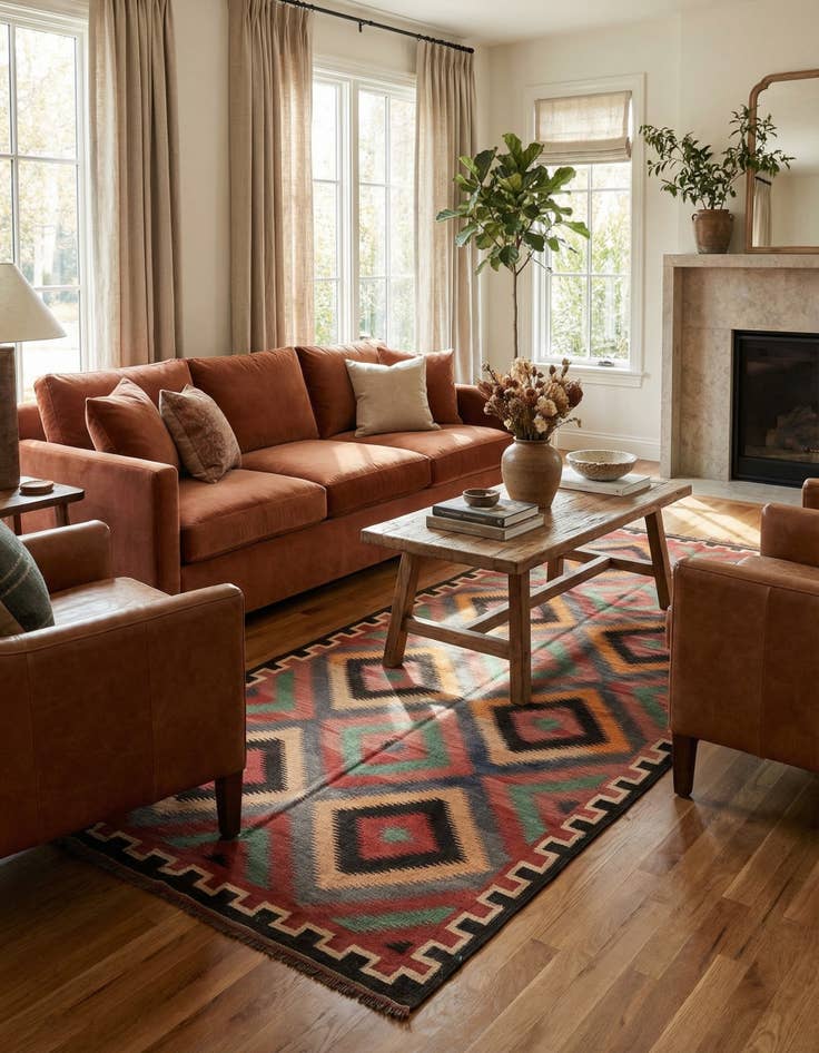 Detail image of 5' 2 x 12' 2  Hand Woven Kilim Fars Wool Runner Rug