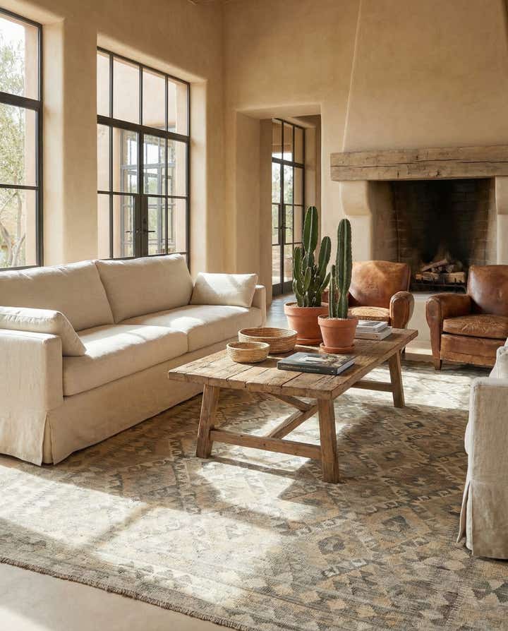 6' 10 x 9' 10 Hand Woven Kilim Maymana Wool Rug