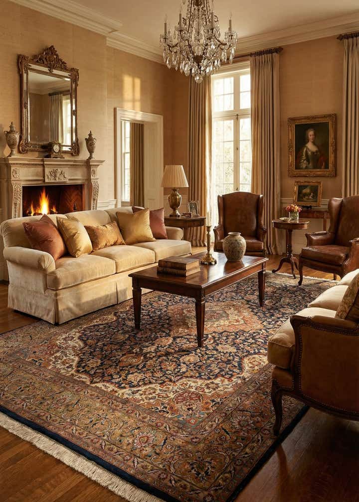 7' x 11' Hand Knotted Kashan Oriental Wool Rug