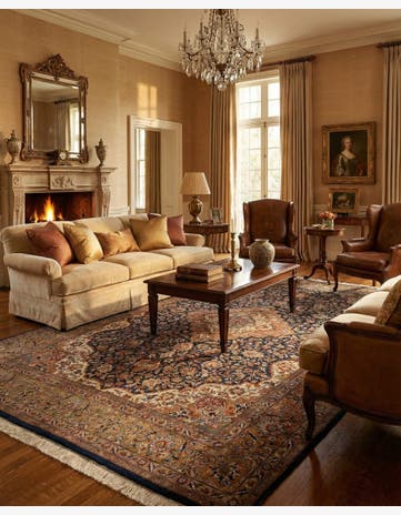 7' x 11' Hand Knotted Kashan Oriental Wool Rug