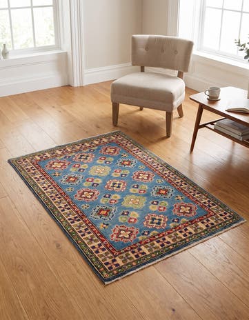3' 2 x 4' 10 Hand Knotted Kazak Rug