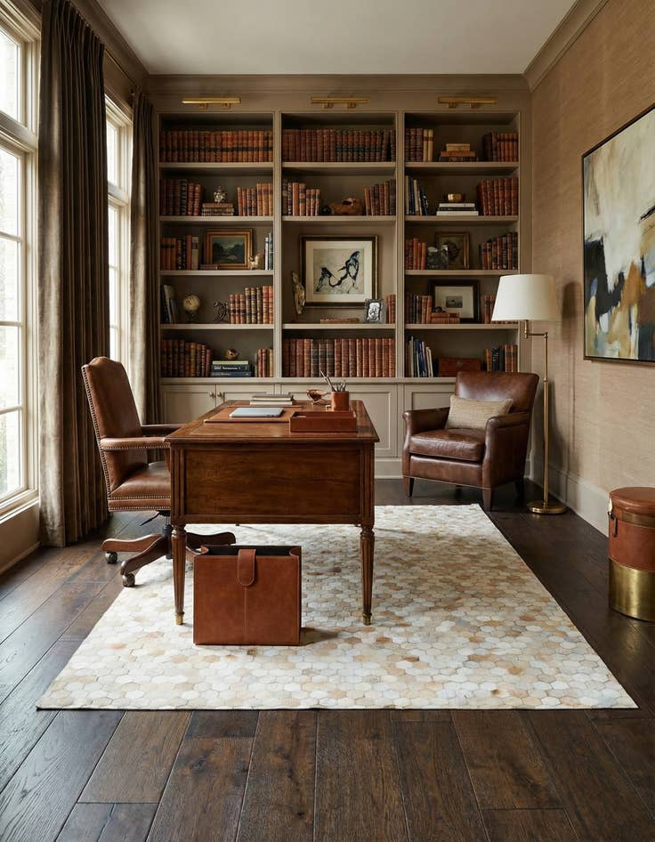 Detail image of  5' 3 x 7' 5 Cowhide Leather Rug