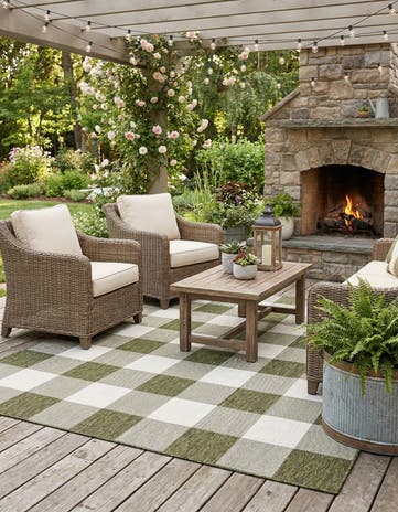 6' x 9' Easy-Clean Checkered Indoor / Outdoor Rug