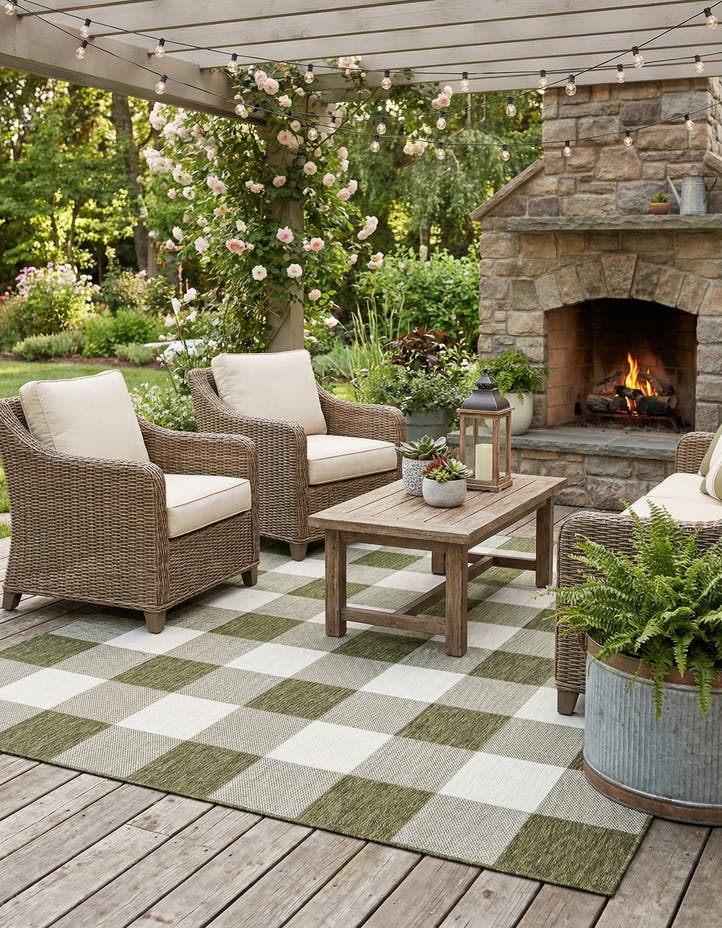 6' x 9' Easy-Clean Checkered Indoor / Outd...