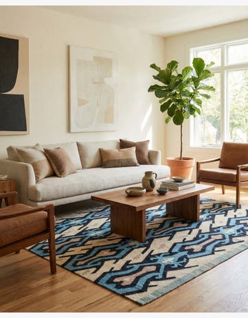 5' 6 x 6' 1 Hand Woven Kilim Modern Wool Rug