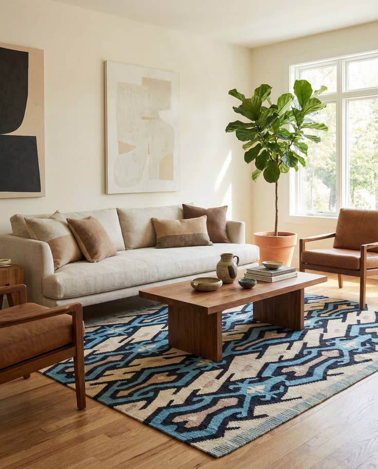 Detail image of 5' 6 x 6' 1 Hand Woven Kilim Modern Wool Rug