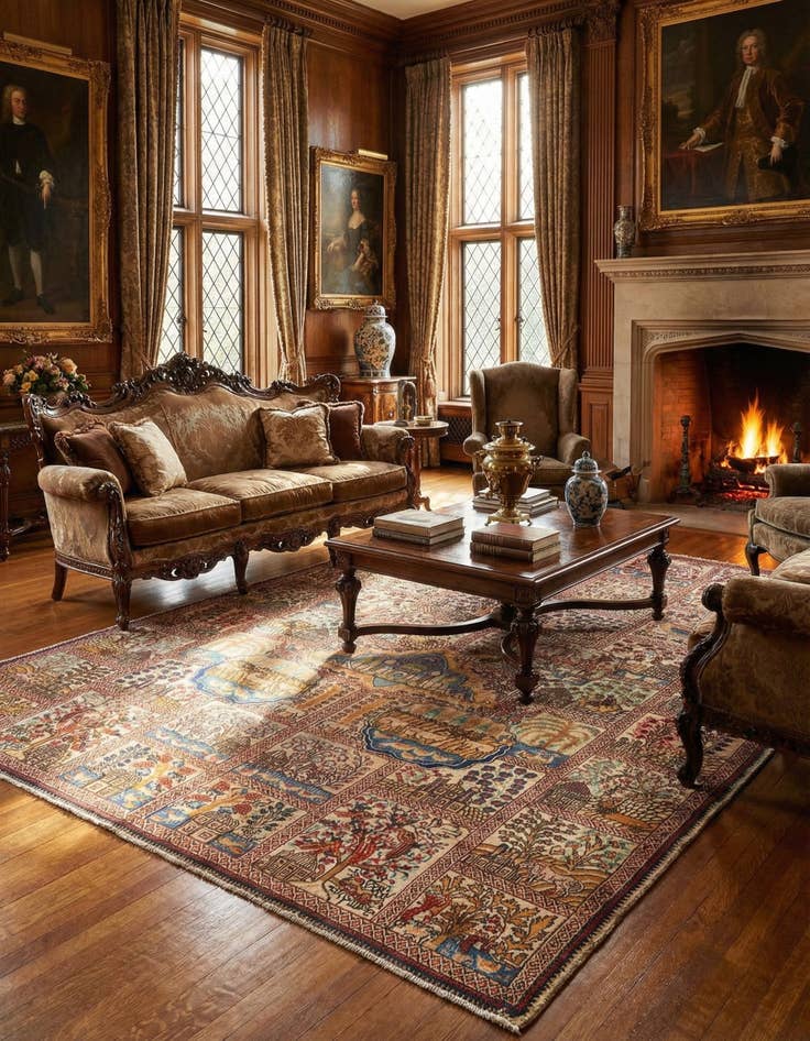 Detail image of 9' 3 x 12' 1 Kerman Wool Rug