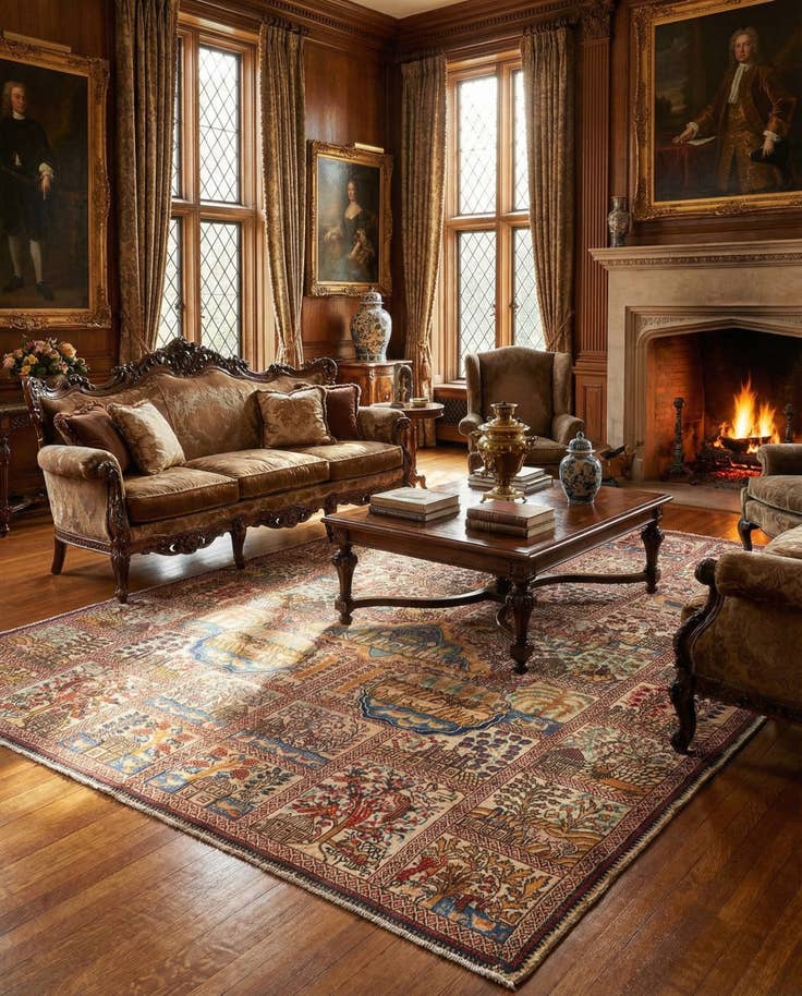 Detail image of 9' 3 x 12' 1 Kerman Wool Rug