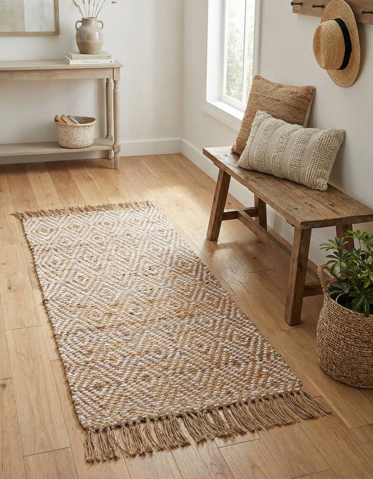 Detail image of 2' x 4'  Hand Woven Braided Jute Runner Rug