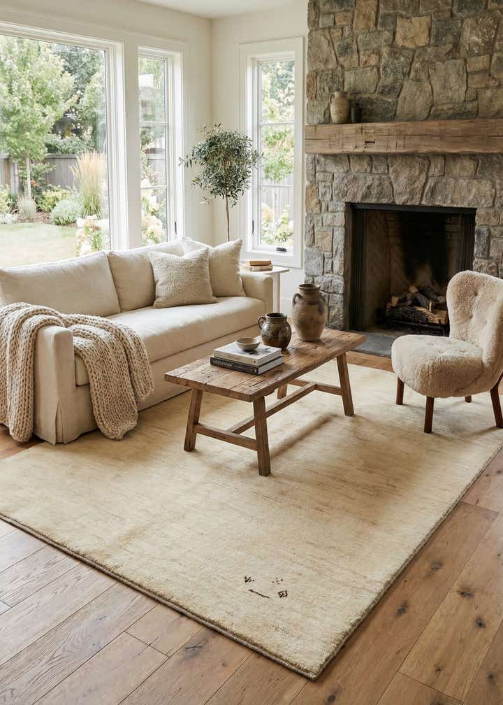 5' 1 x 6' 2 Hand Knotted Gabbeh Shouli Persian Wool Rug