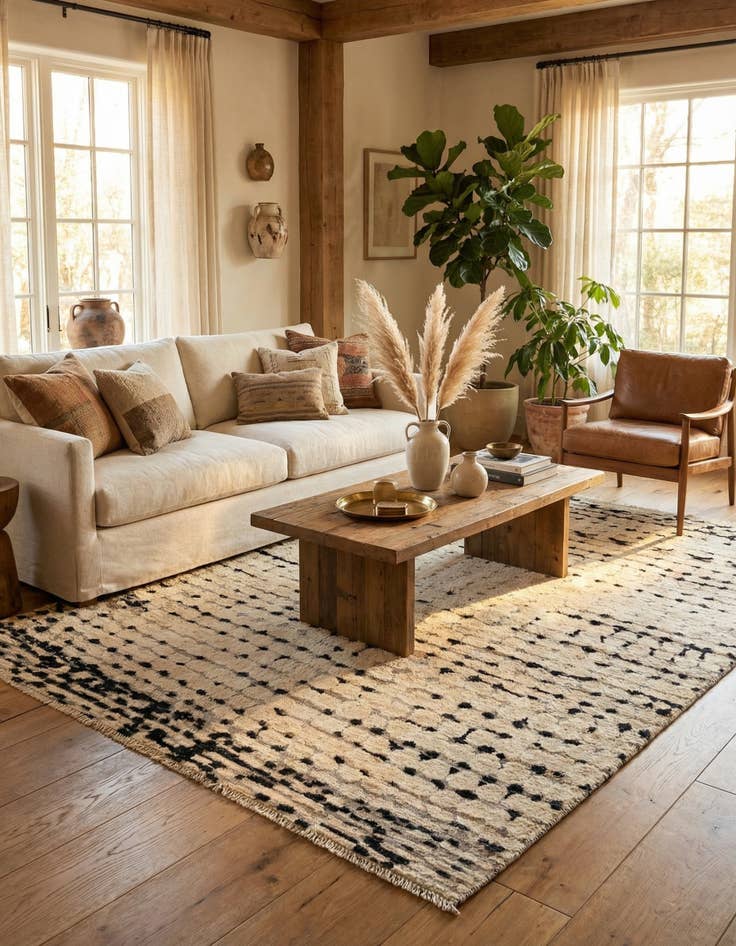 Detail image of 5' 8 x 8' 4  Hand Knotted Moroccan Wool Rug