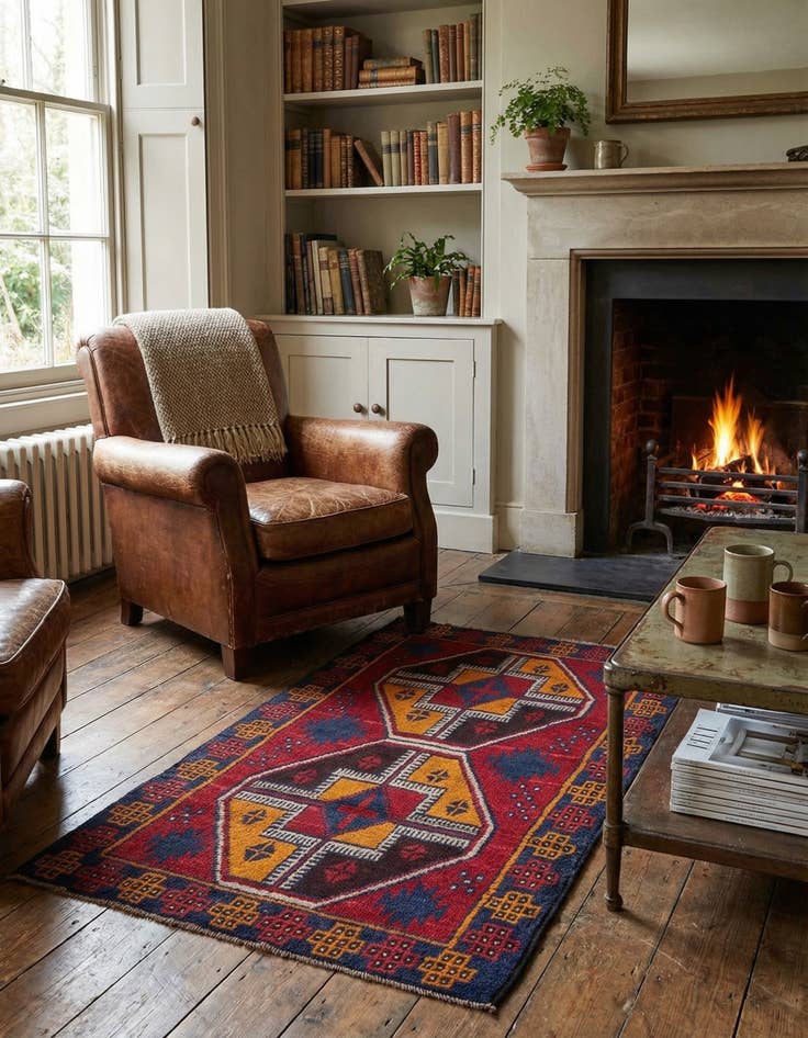 Detail image of 2' 10 x 4' 10  Hand Knotted Balouch Persian Wool Rug