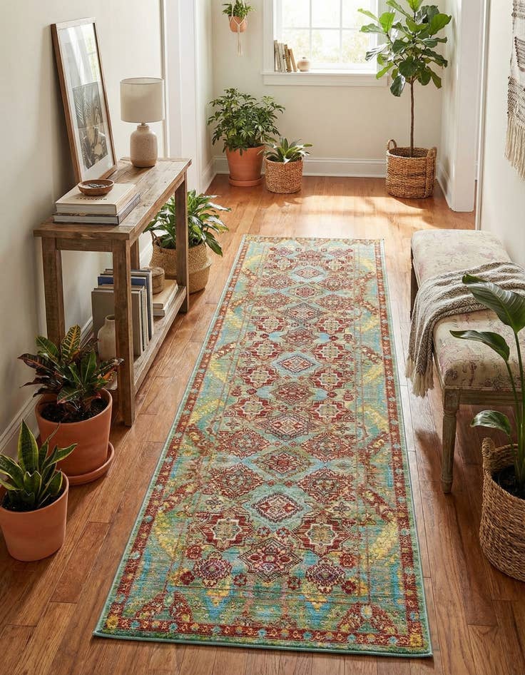 Detail image of 2' 7 x 9' 10 Aqua Runner Rug