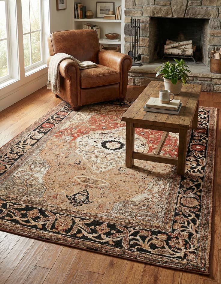 Detail image of 5' x 7'  Washable Traditional Indoor / Outdoor Rug